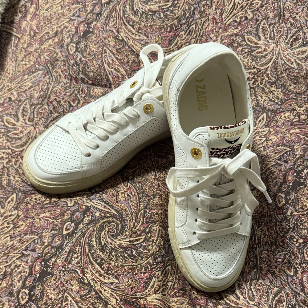 Zadig & Voltaire White Perforated Sneakers
